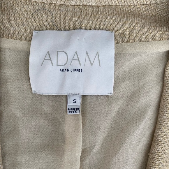 Adam Lippes- Gold Metallic Linen and Silk Cardigan Sweater - Picture 3 of 11